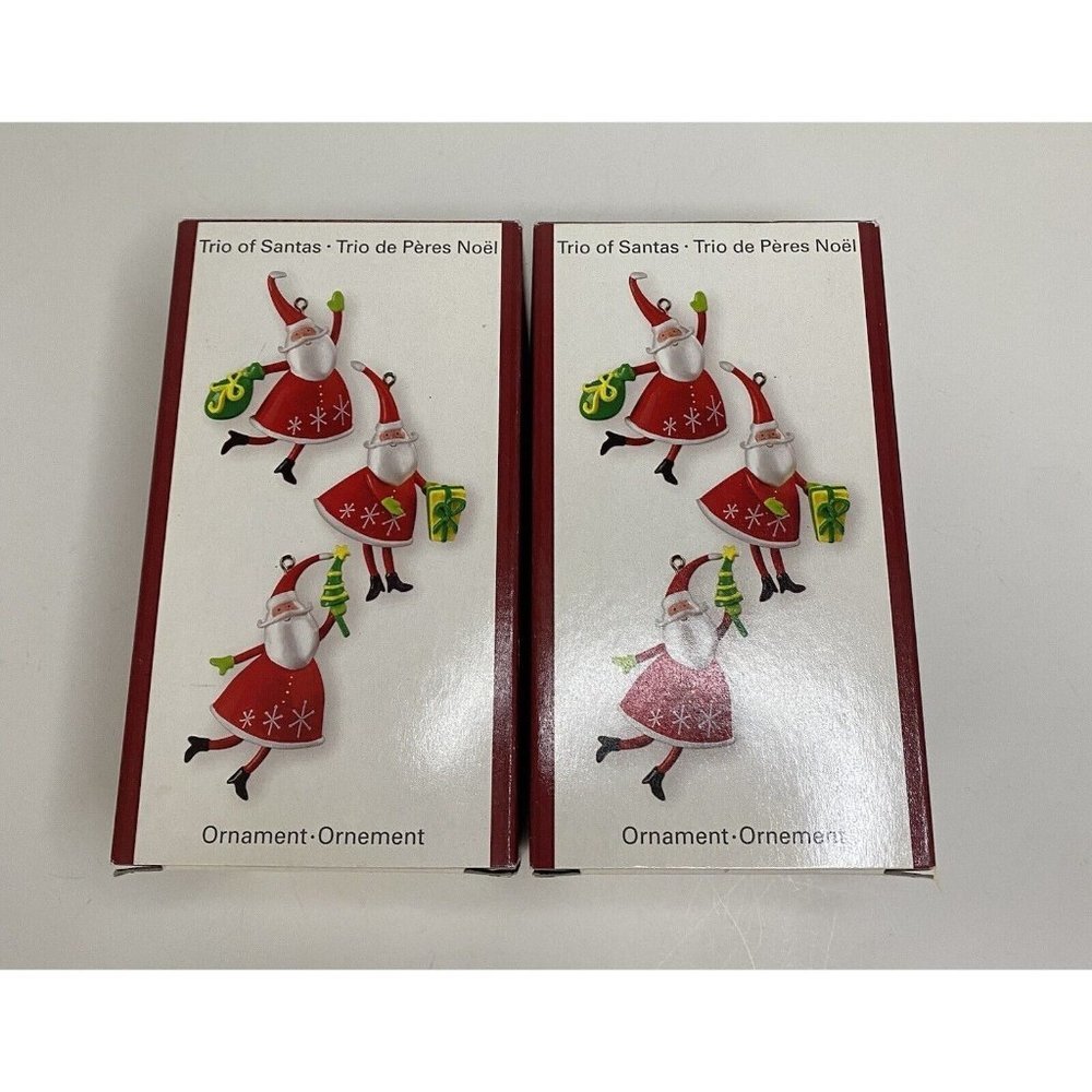 Set Of‎ 2 Carlton Cards Heirloom Trio Of Santas Christmas Ornaments- 6 Santas